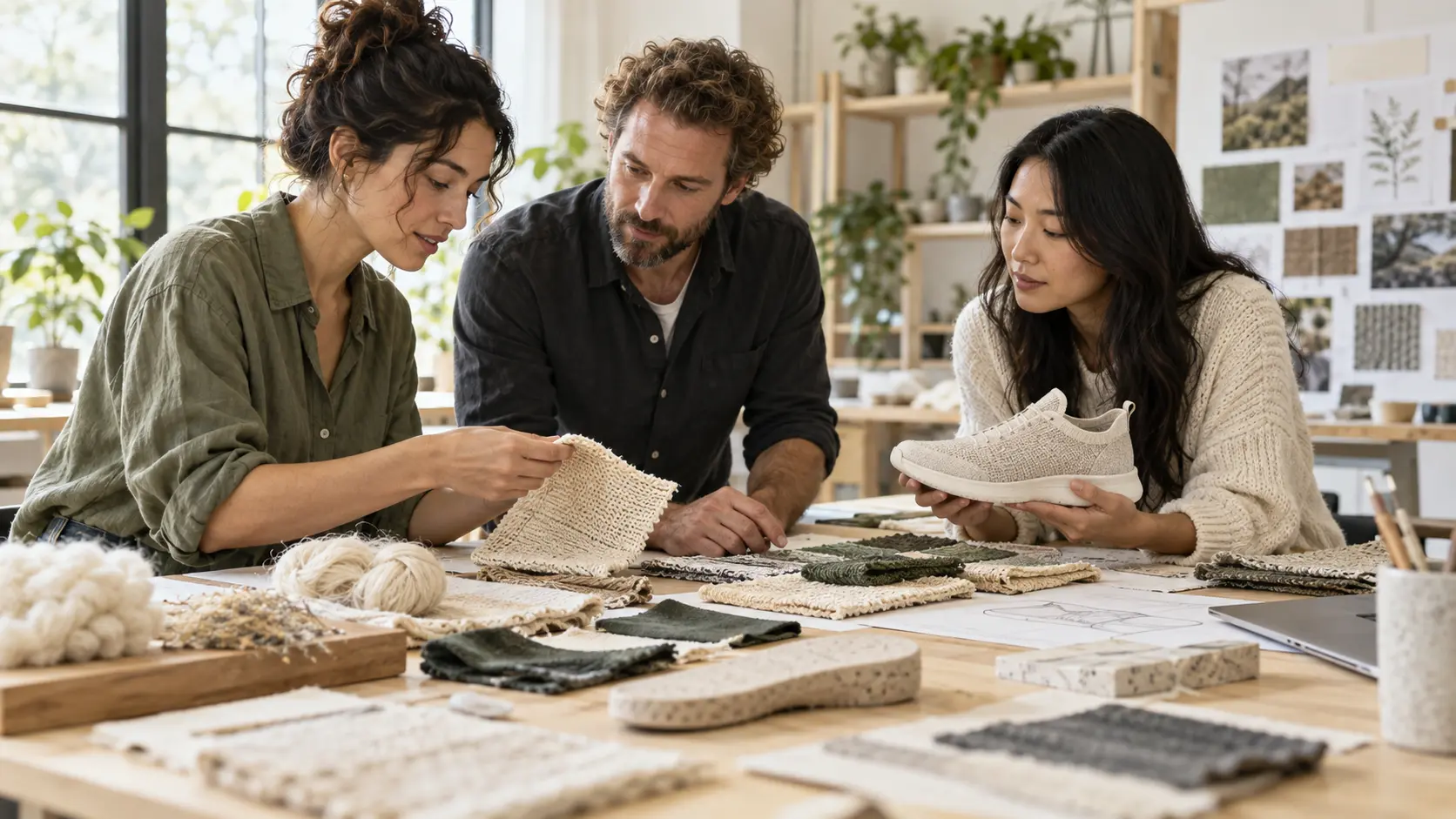 架空の商品素材を検討する成人チーム