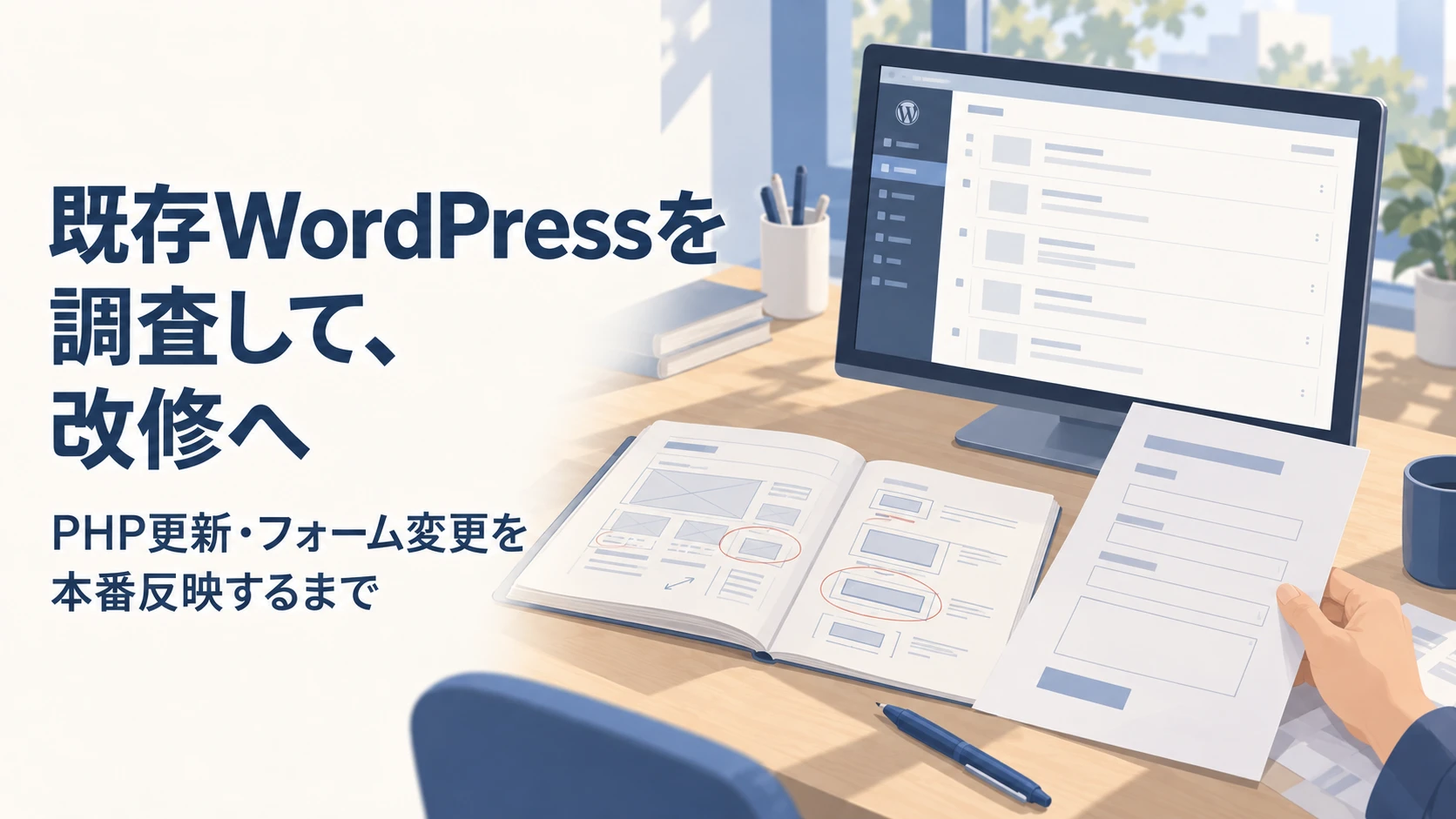既存WordPressを調査して改修へ。PHP更新・フォーム変更を本番反映するまで